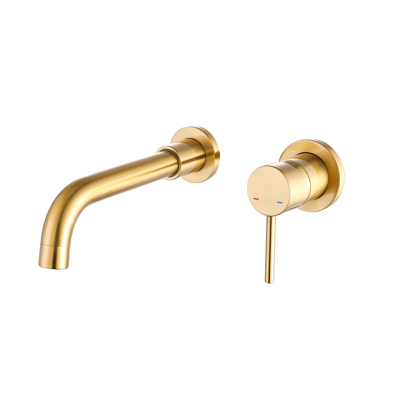 Wall Mount Faucet for Bathroom Sink or Bathtub, Single Handle 2 Holes Brass Rough-in Valve Included, Brushed Gold[Unable ship on weekends, TK/TEMU only for pickup, only TX10643 warehouse supports GOFO]